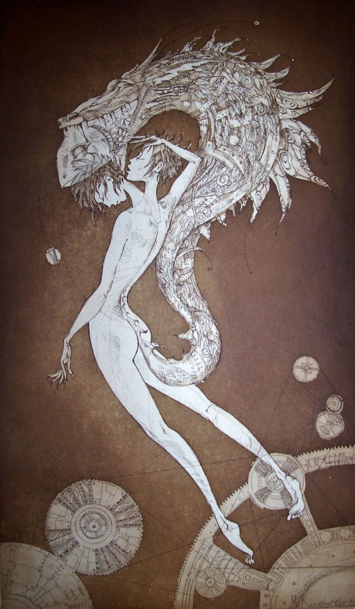 Surrealistic Portrait Etchings & Engravings By Marina Korenfeld, 10 X 17", Transformer, Original Artwork