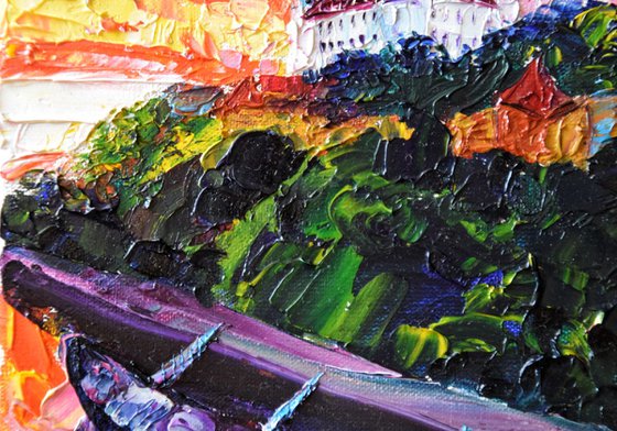 Bratislava fairy sunset OIL PAINTING on canvas Castle in Slovakia