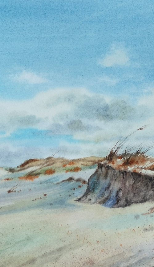 Sand Dunes and Beach by Olga Beliaeva Watercolour