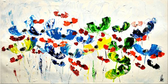 Dance of Poppies - Abstract - Acrylic Painting - Canvas Art- Wall art - Flower painting - Ready to hang