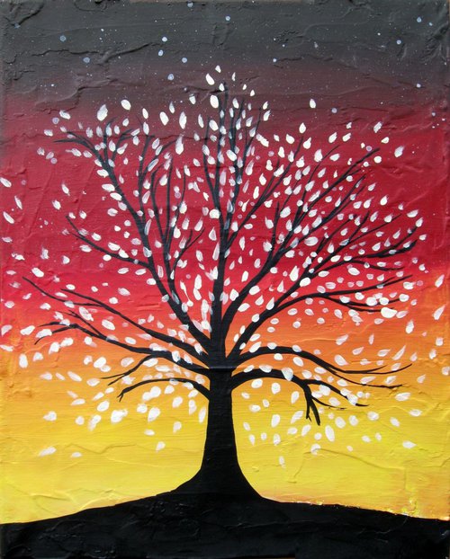 landscape tree  colour abstract " The Tree of Love and Life " painting art canvas - 16 x 20 inches by Stuart Wright