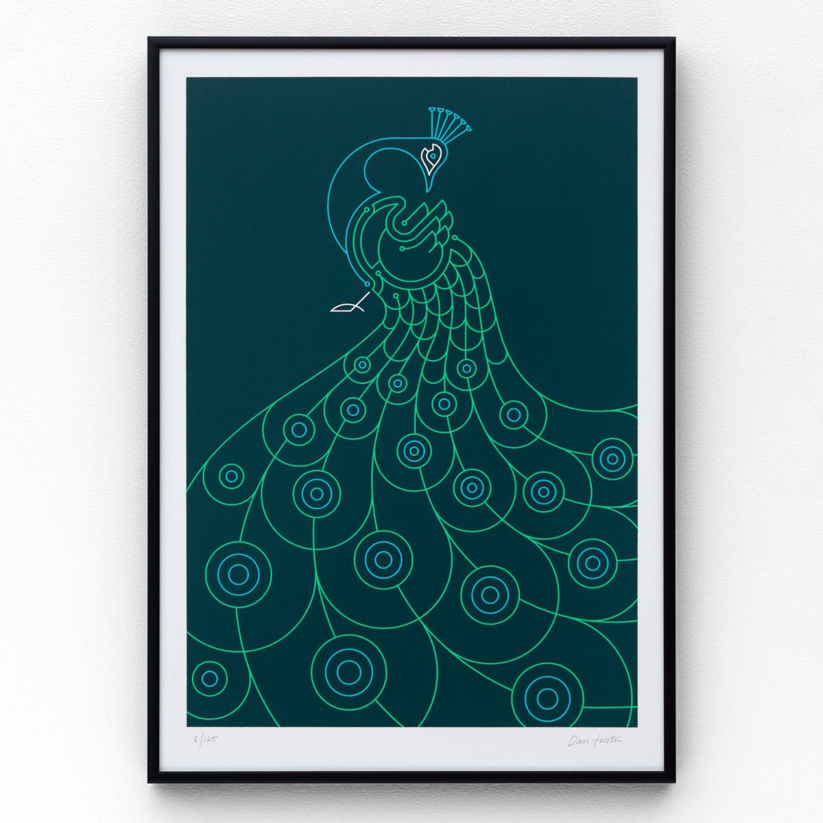 Peacock A3 limited edition screen print by The Lost Fox