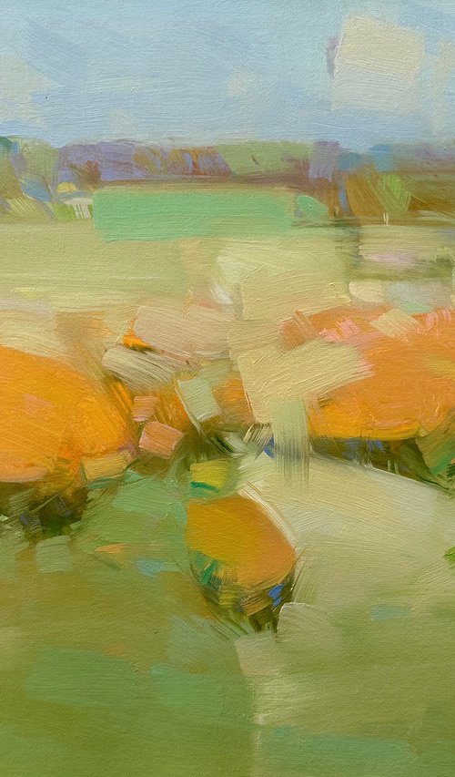 Yellow Flowers, Original oil painting, Handmade artwork, One of a kind by Vahe Yeremyan