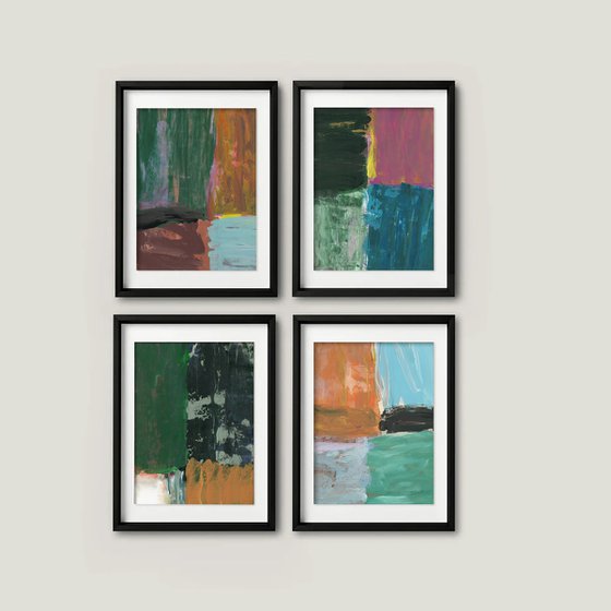 Set of 4 abstract paintings