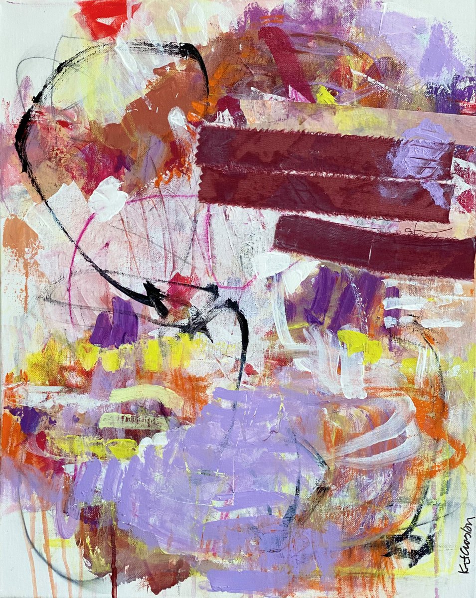 Taking a Difficult Path - Colorful and Whimsical Abstract Expressionism by Kat Crosby