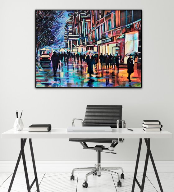 Rainy street / 101 x 72 cm