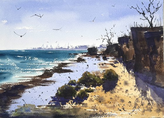 Port of Odesa on the horizon