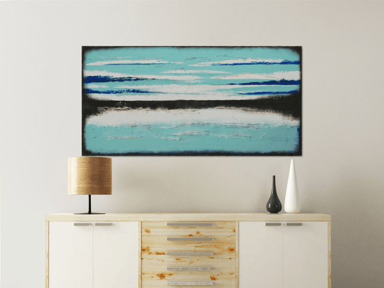 Original Abstract Painting - Oceanic Landscape - 140x70cm - Ronald Hunter - 25O