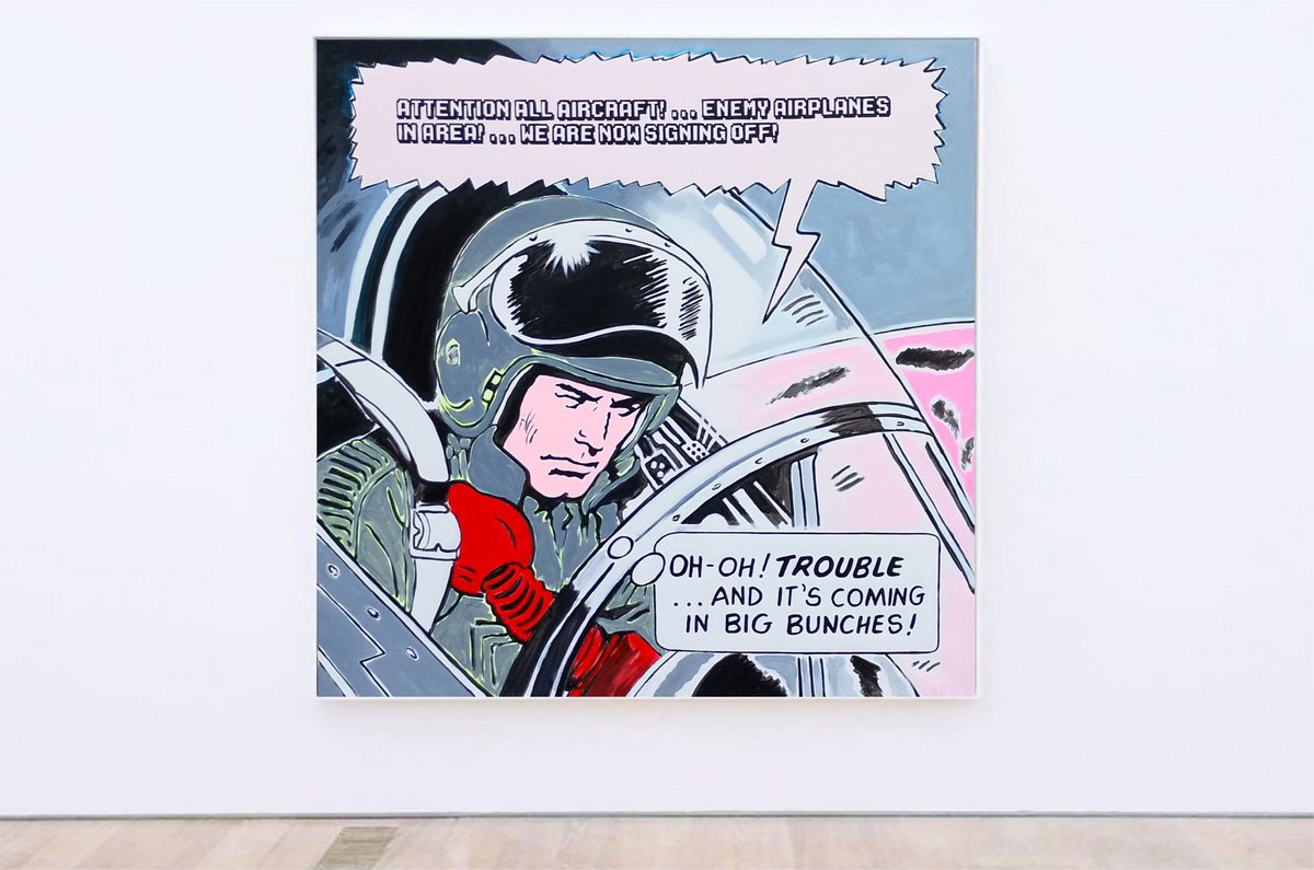 Urban And Pop Portrait Acrylic Painting By Super Pop Boy, 43 X 43", Man In Trouble, Original Artwork