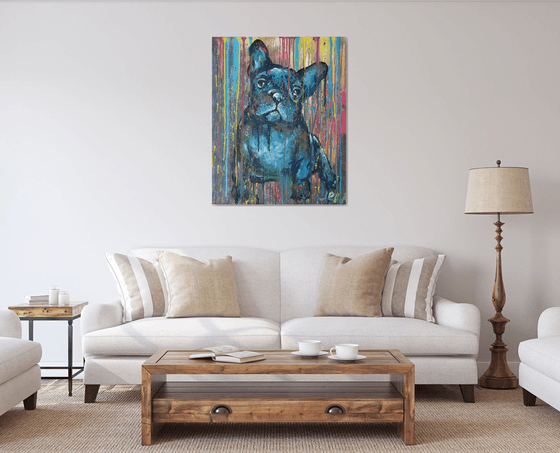 French Bulldog Acrylic painting on canvas 100X80
