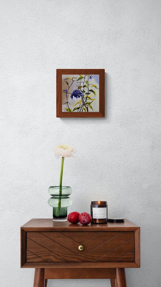 Blue Bloom on Silver Light