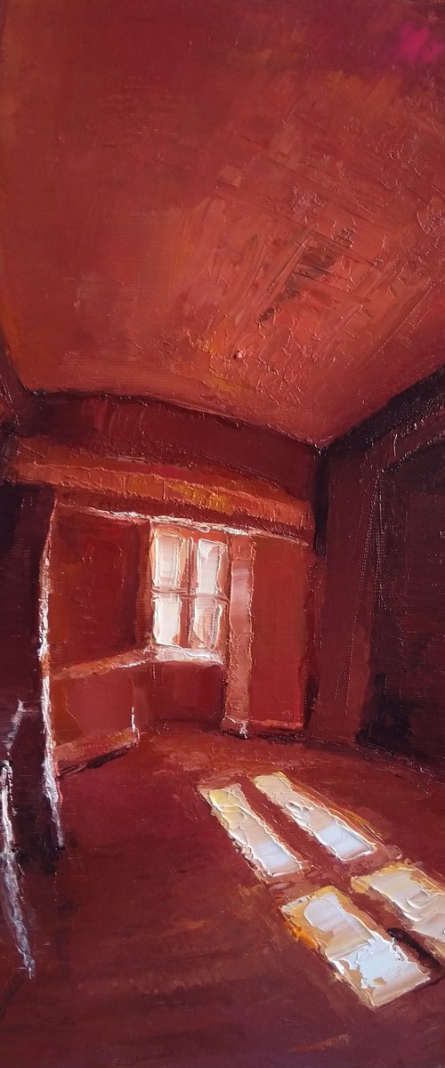 Red room (30x40cm, oil painting, impressionistic) by Kamsar Ohanyan