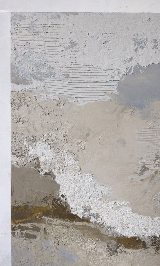 "Fjord 2" Abstract blue brown textured art