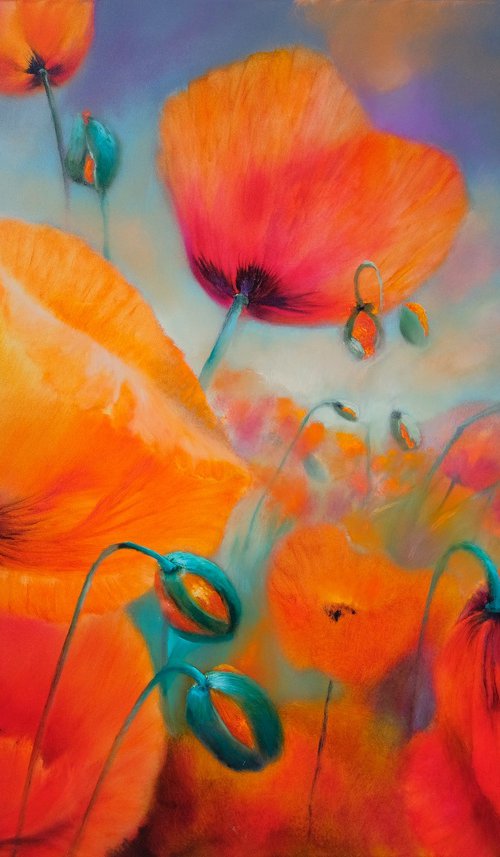 Spring meadow with poppies by Annette Schmucker