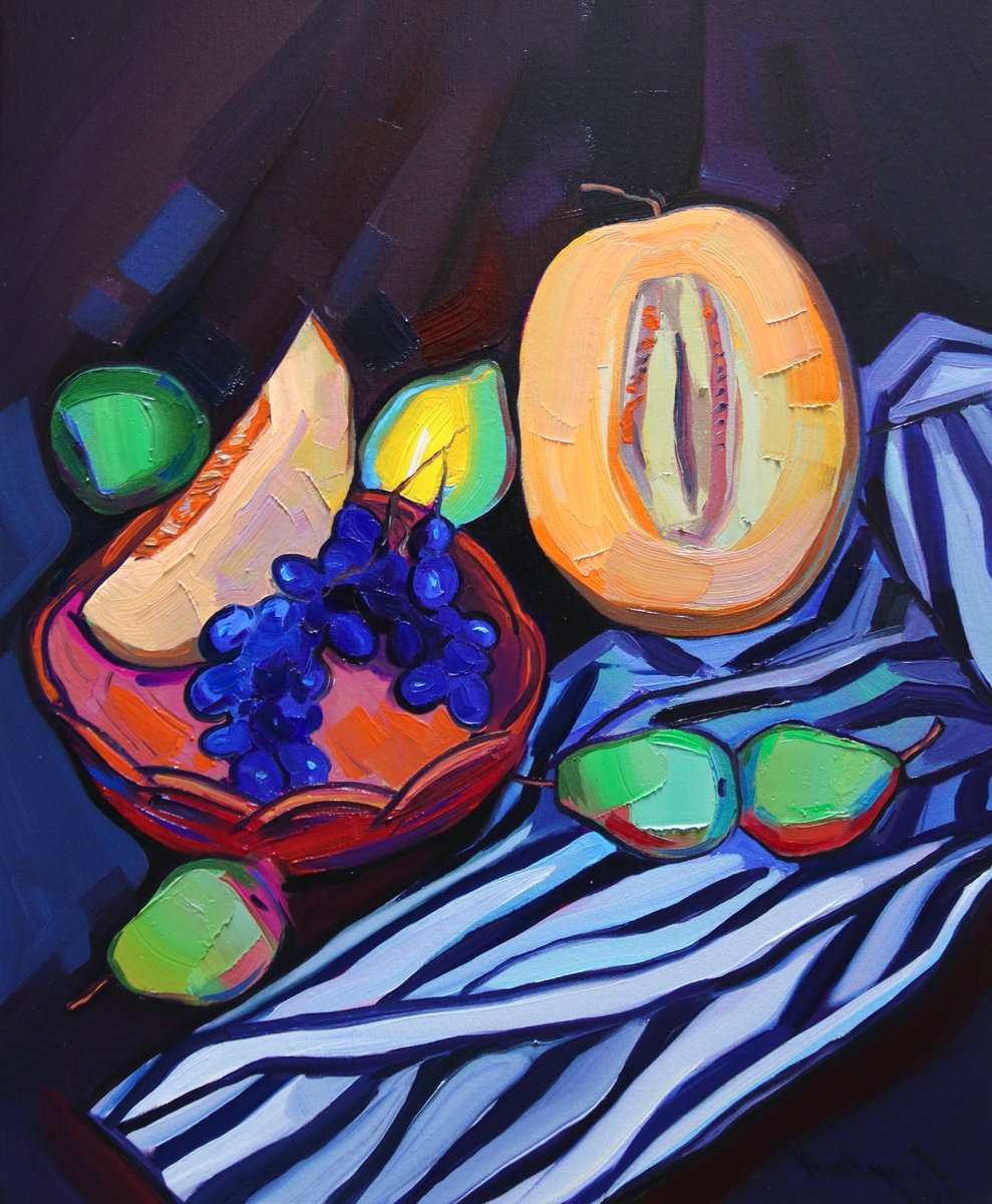 Expressive Still Life Oil Painting By Tigran Avetyan, 18 X 22", Still Life, Original Artwork