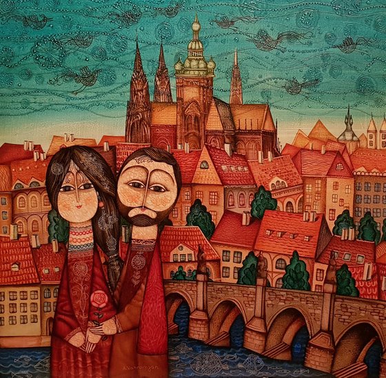 Prague (70x70cm, oil painting, ready to hang)