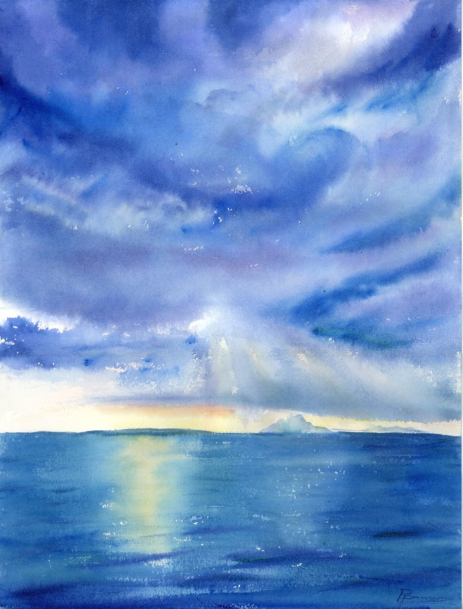 Impressionistic Watercolour , Sunset By Olga Tchefranov (Shefranov), 11 X 15, Artwork For Sale On Artfinder