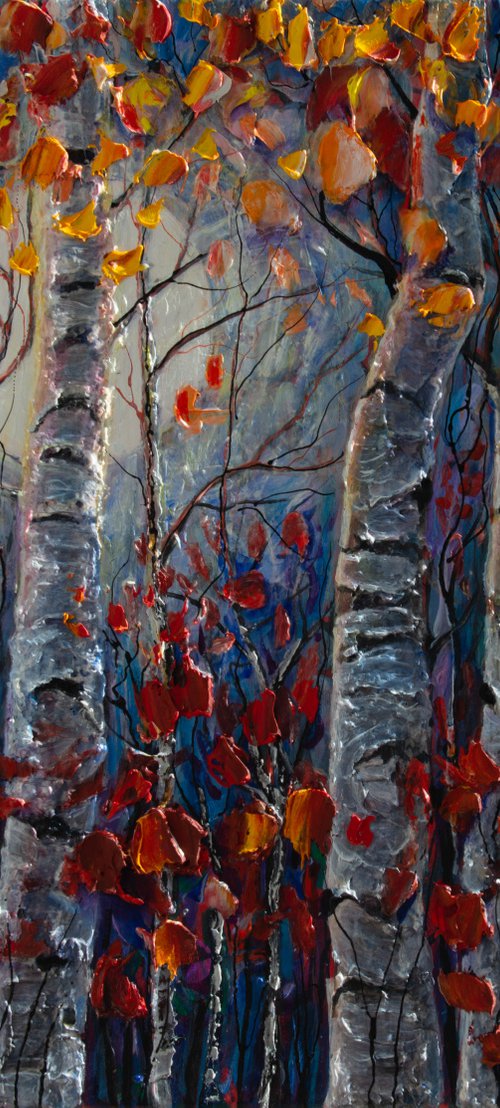 Birch, Aspen  and Maple Trees by Lena Owens at OLena Art