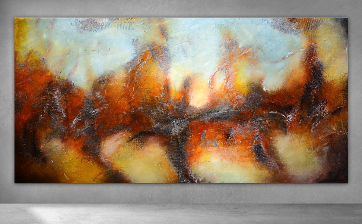 Abstract Acrylic Painting By Andrada Anghel, 60 X 30, Walking The Red Path, Original Artwork