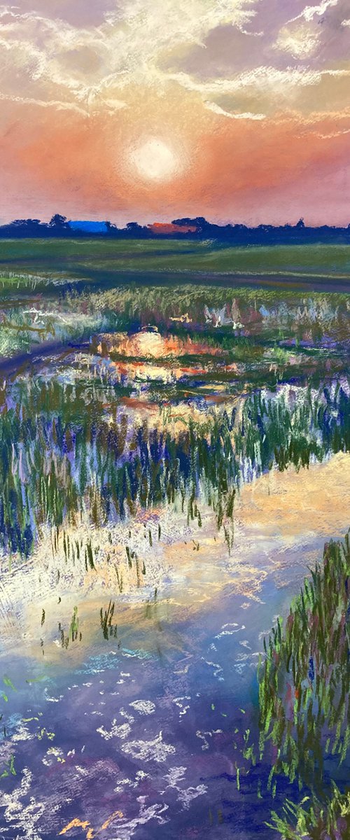 Sunset, flooded fields by John Cottee