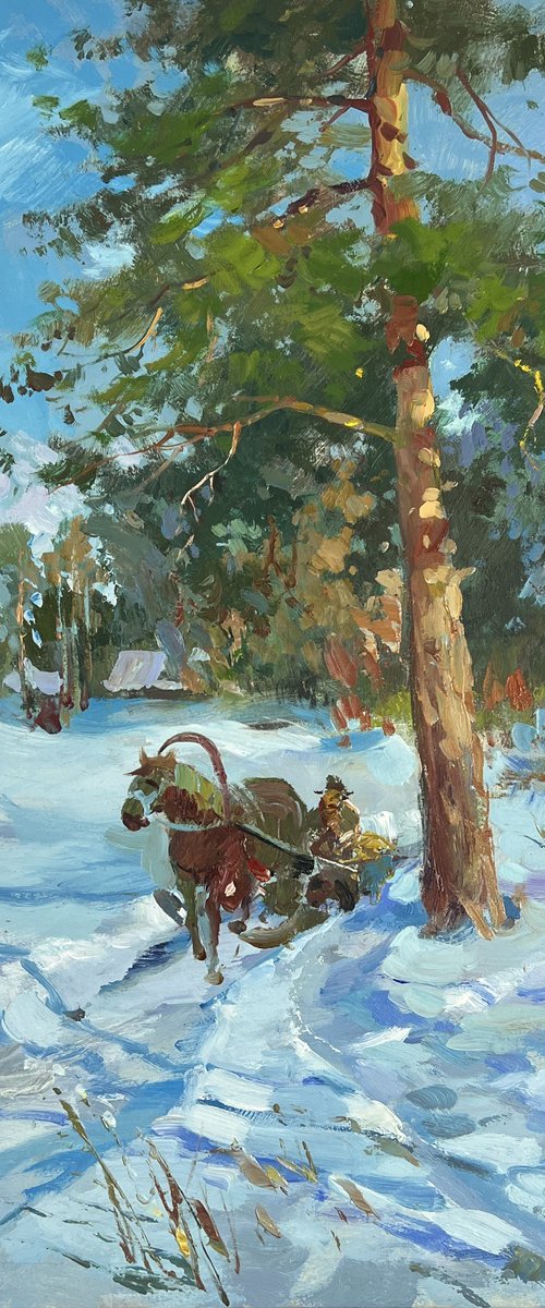 A Carriage Along a Winter Road by Yuriy Suprunchuk