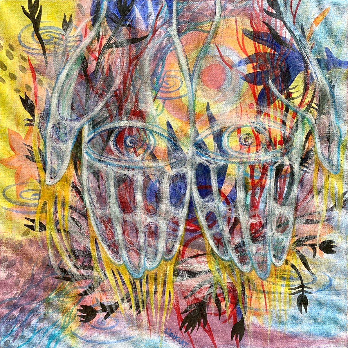 Illustrative Botanical Acrylic Painting By Lidia Matviyenko /Lidikart/, 11 X 11", Clairvoyance, Original Artwork