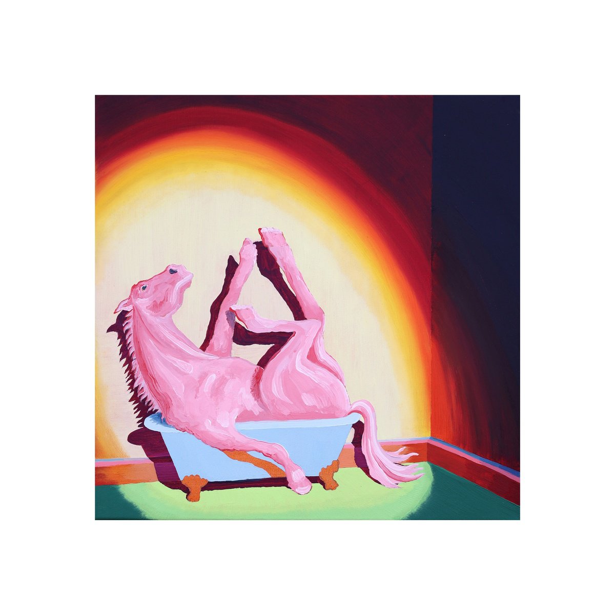 Surrealistic Animal Oil Painting By Dominic Virtosu, 20 X 20, Light Of Hope, Original Artwork