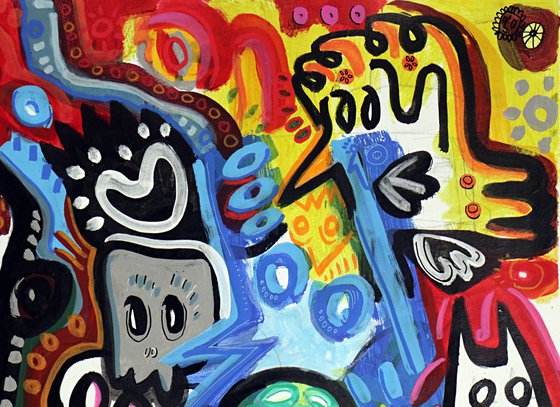 LOVE NATURE "and BITCOIN appeared in my painting" 100x210cm