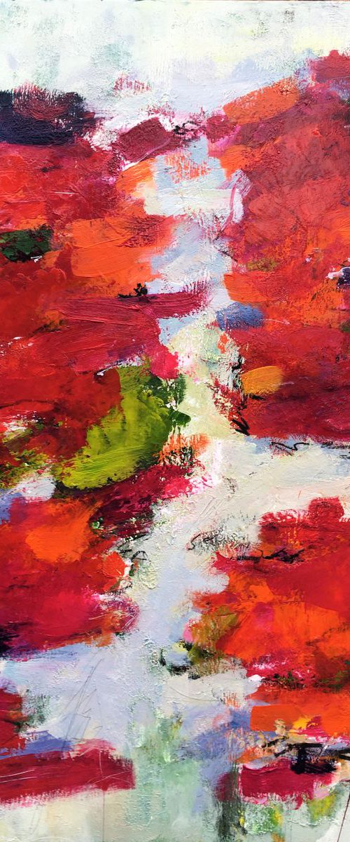 Roses are Red - Large, abstract painting by Angela  Dierks