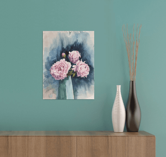 Symphonie in blue and pink - peonies