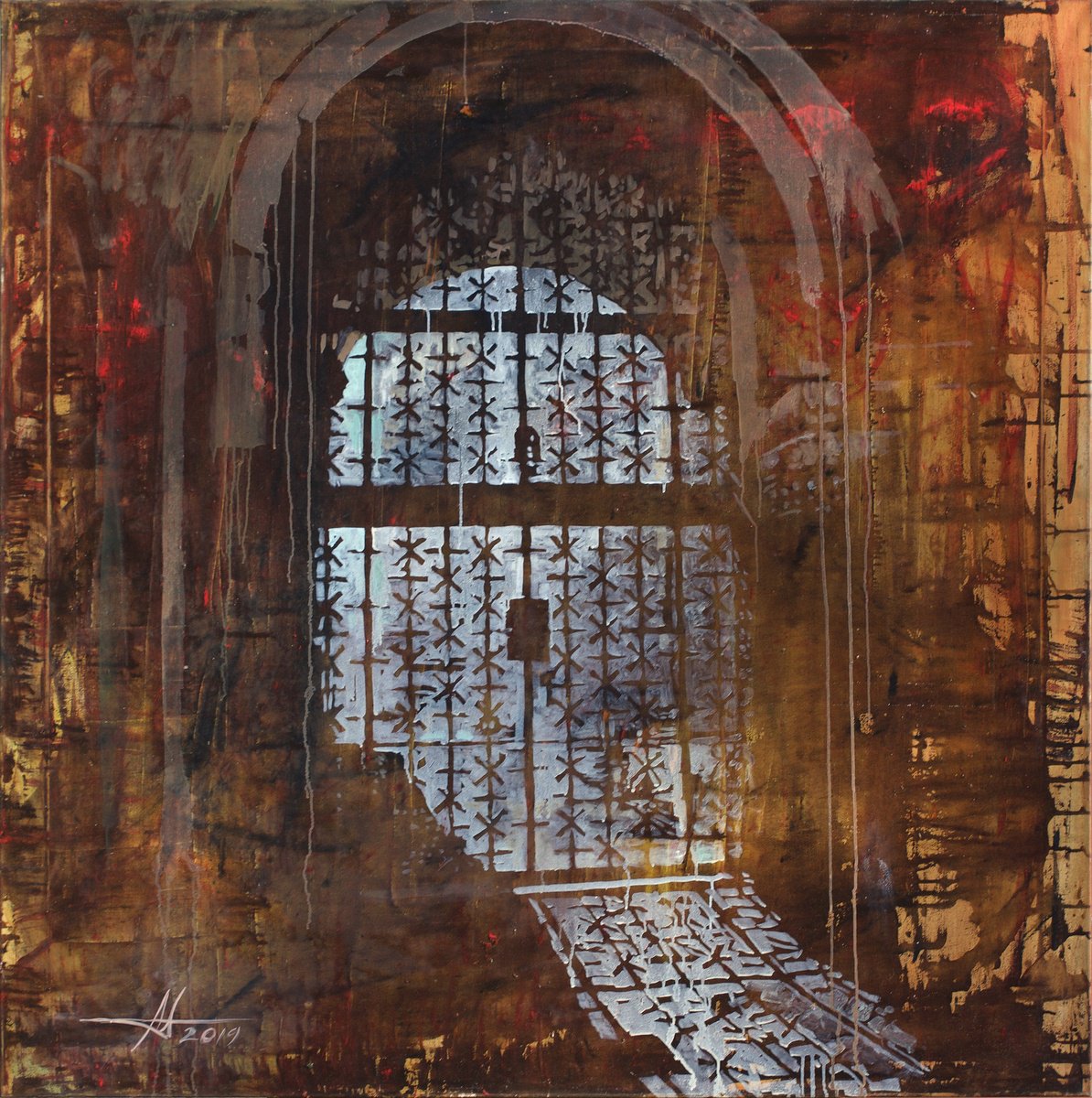 Expressive Cityscapes Oil Painting By Anatoliy Menkiv, 47 X 47, Time Of Light, Original Artwork