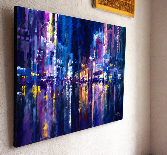 ABSTRACT CITYSCAPE. " Reflection of the night city"