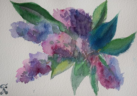 Flowers lilac Watercolor painting