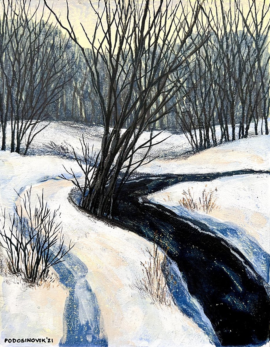 Forest creek in winter by Sasha Podosinovik