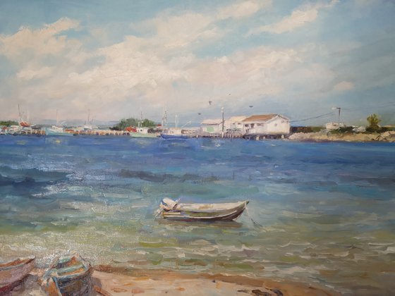 Moored by the beach, (18x24x1.5'')