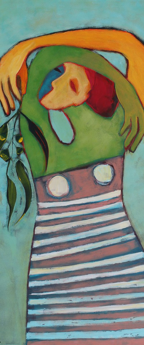Woman picking eucalyptus. by Tatjana Auschew