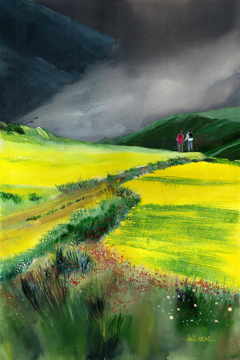 Photorealistic Watercolour , Trekking 2 By Anil Nene, 14 X 21, Artwork For Sale On Artfinder
