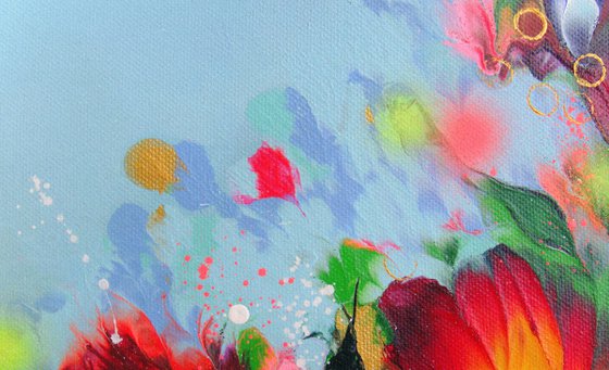 FLOWERS-2 /40 x 40 cm - (16 x 16”) Floral Abstract Painting