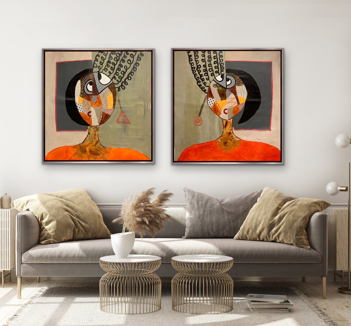 Abstract Portrait Acrylic Painting By Rashna Hackett, 65 X 35", Now That We