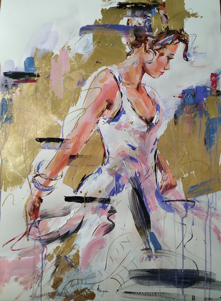 Dance Inside - Figurative painting on paper by Antigoni Tziora