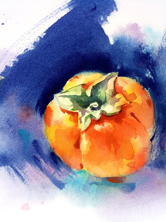 "Persimmon" watercolor food illustration