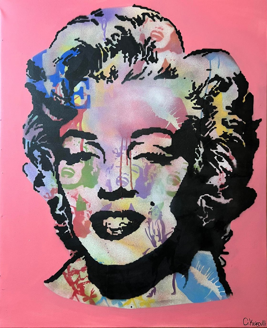 "Merilyn Monroe" Andy Warhol Style. Spray paint painting by Christos