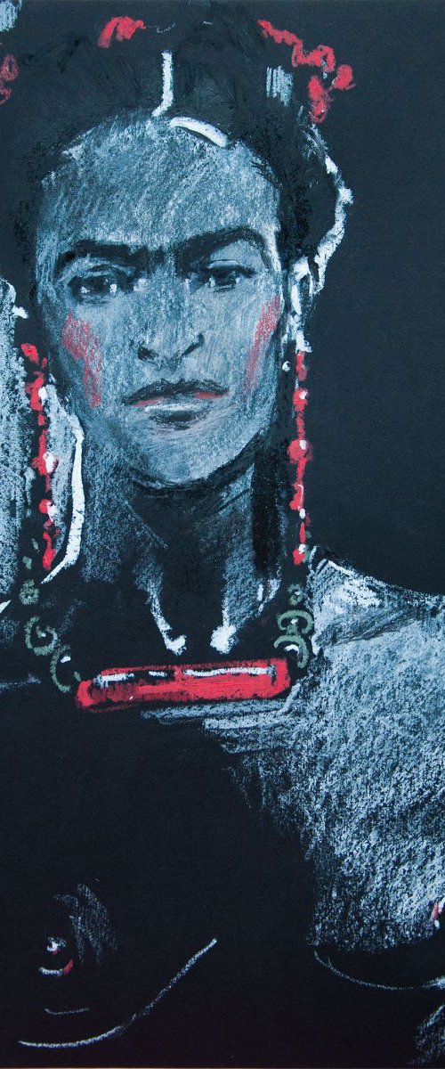 Frida #2 Oil pastel drawing by Daria Yablon-Soloviova