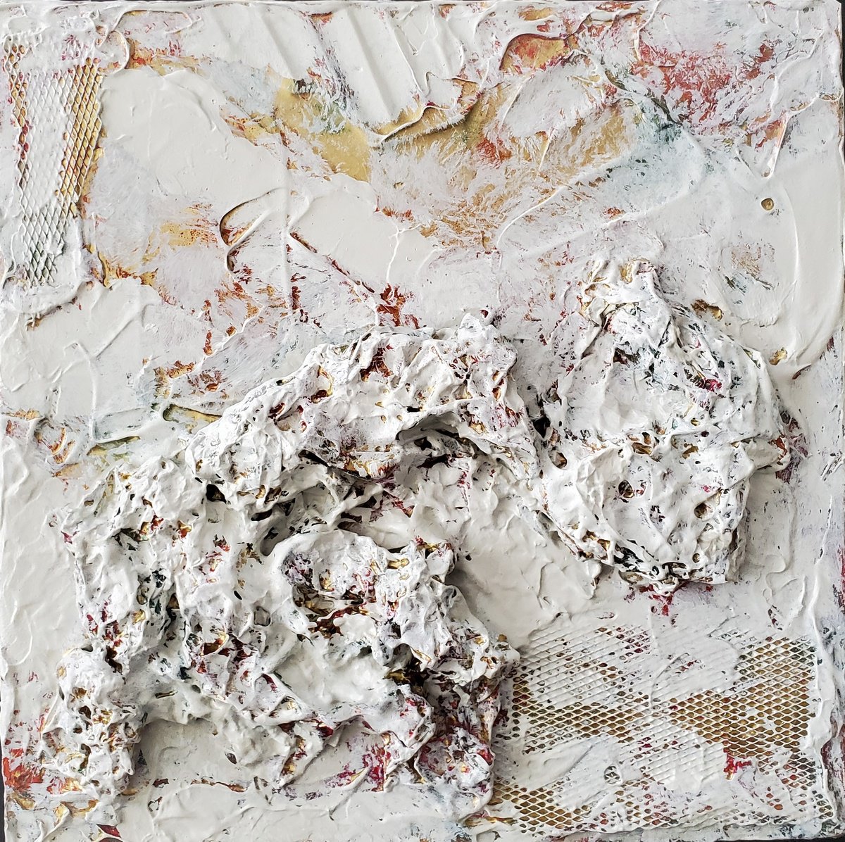 Abstract Relief By Joyce Fournier, 12 X 12", Formations Iv (Wall Sculpture), Original Artwork