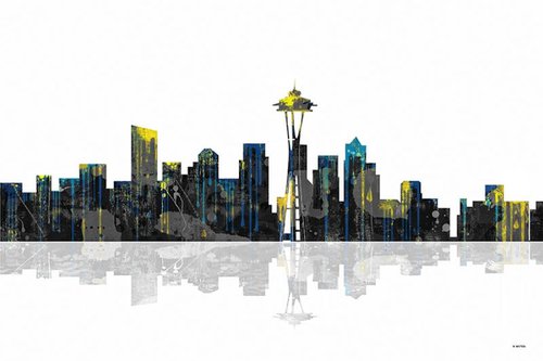 Seattle Washington Skyline BW1 by Marlene Watson