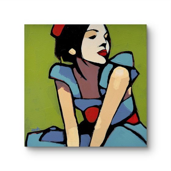 Clown Woman Painting - Original Art 8x8 inch