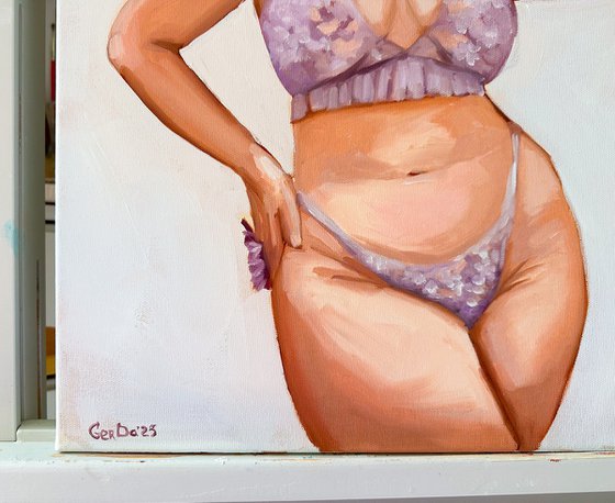 Girl in purple underwear
