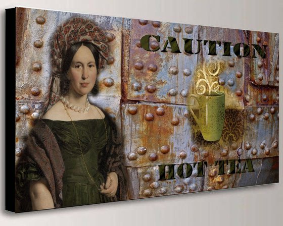 "Caution hot tea" office art M016 - print on one canvas 50x100x4cm