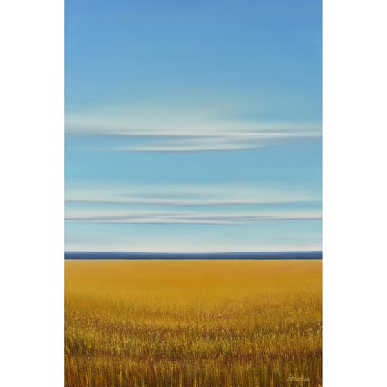 Golden Wheat Field - Blue Sky Landscape