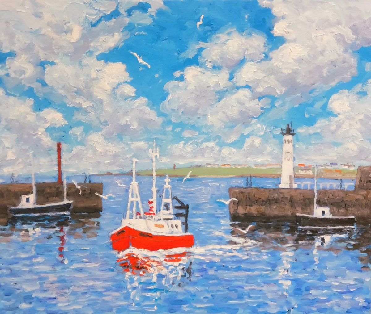 Oil Painting , Anstruther Harbour Scene By Colin Ross Jack, 24 X 20, Artwork For Sale On Artfinder